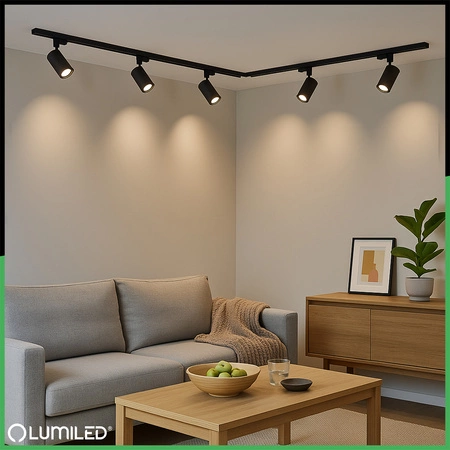 Zestaw Szyna Oświetleniowa Szynoprzewód 1m + 3x Reflektor Szynowy SAGI GU10 Czarny LUMILED