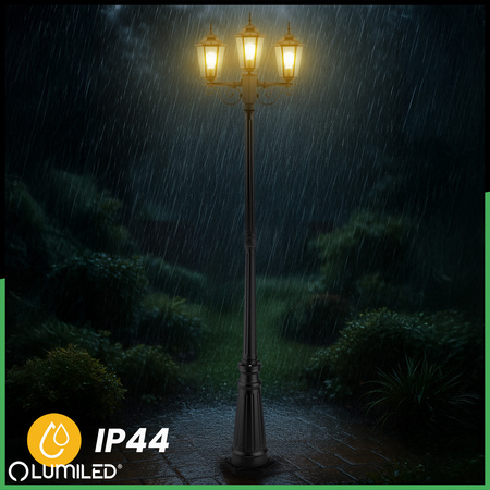 Lampa Ogrodowa Zewnętrzna 3xE27 SŁUPEK LATARNIA 2m Czarna BELLIS LUMILED