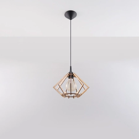 Lampa Sufitowa Wisząca Zwis E27 Geometryczna Brązowa Skandynawska Pompelmo Sollux