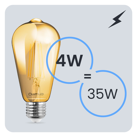 3x Żarówka LED E27 Edison ST64 4W = 35W 440lm 2000K Ciepła 360° FILAMENT LUMILED