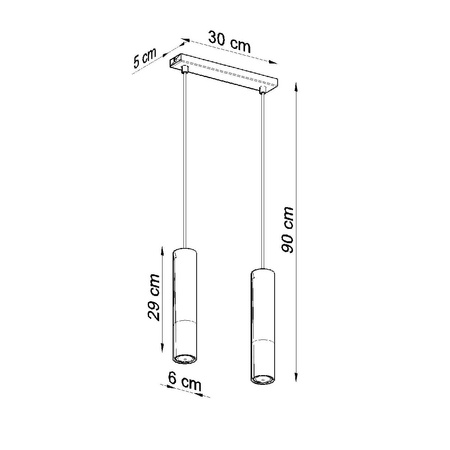 Lampa Sufitowa Oprawa Natynkowa SPOT TUBA 2x GU10 Wisząca Zwis Tubularna Czarna Złota Nowoczesna Loopez Sollux