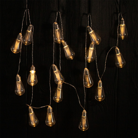 Girlanda Solarna Ogrodowa 20x LED Ozdobne Żarówki 5,69m Ciepła 3000K HELIC LUMILED