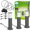 Zestaw 3x Lampa Ogrodowa Zewnętrzna SŁUPEK 25cm LED 6W 600lm 2700K IP44 + Zasilacz Low Voltage 12V Philips