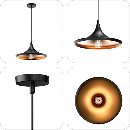 Lampa Sufitowa Oprawa Wisząca Zwis E27 Czarna Złota Mezo Masterled