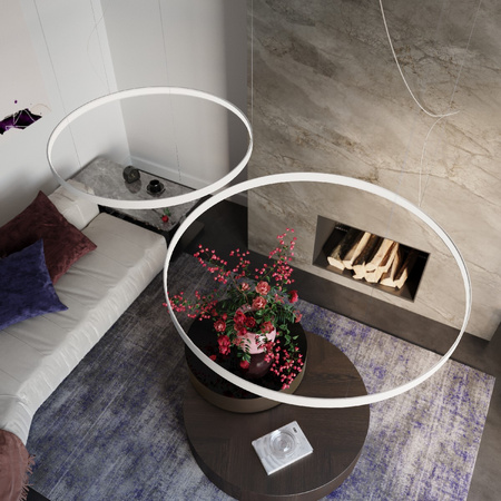 Lampa Sufitowa LED Wisząca RIO 30W 3000K Żyrandol Okrągła 55cm Biała SOLLUX