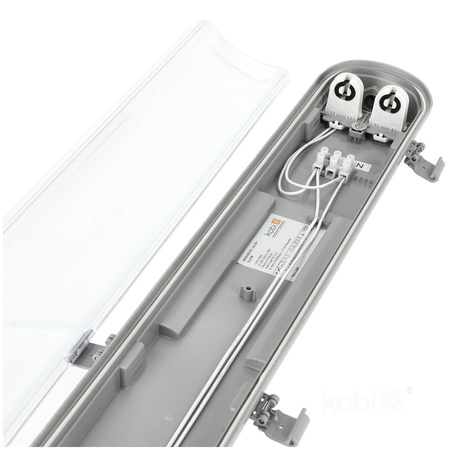 Zestaw Lampa Oprawa Hermetyczna Przemysłowa G2 + 2x Świetlówka LED T8 18W 120cm 6500K Zimna IP65 Kobi