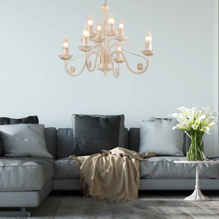 Lampa Wisząca Sufitowa DONATO 8xE14 Żyrandol Biała Klasyczna LM-8.29 Lamkur