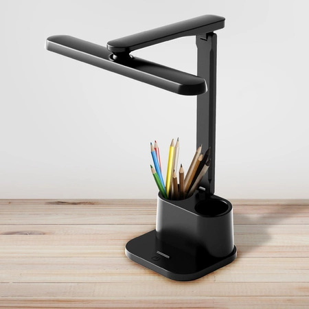 Lampka Biurkowa LED Stołowa Organizer 6W 400lm 4000K Neutralna 120° Czarna Ściemnialna Bari Sanico Goldlux