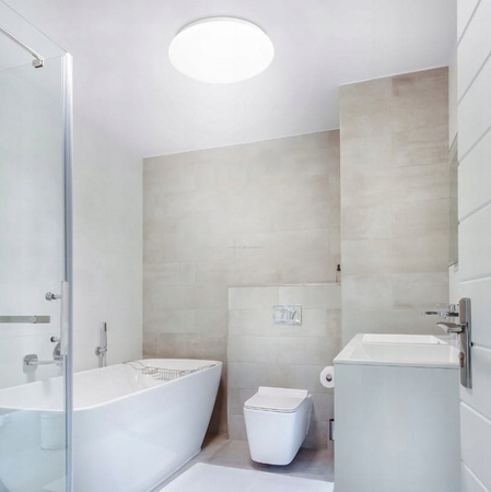 Plafon Lampa Oprawa Sufitowa 2x E27 Natynkowy z Czujnikiem Ruchu Okrągły Biały LOBO Masterled