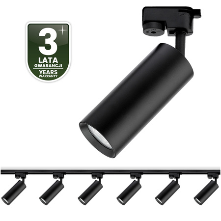 Zestaw Szyna Oświetleniowa Szynoprzewód 2 m + 6x Reflektor Szynowy RITI GU10 Czarny LUMILED