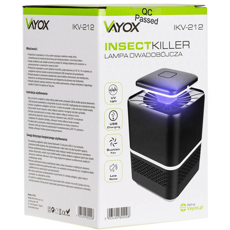 Lampa Pułapka Owadobójcza na Komary Muchy Światło UV USB VAYOX