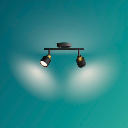 Lampa Sufitowa Reflektor 2x GU10 Czarna-Miedziana Niall Philips