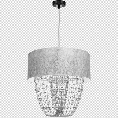 Lampa wisząca ALMERIA 1xE27 Elegancka Sznury Korali Srebrna MLP6437 Milagro Metal + Tworzywo sztuczne+ Tkanina