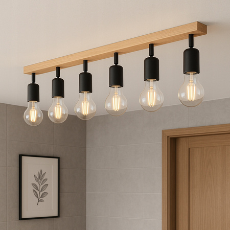 Lampa Sufitowa Spot Tuba Reflektor Oprawa Halogenowa 6x E27 Ruchomy Czarny Brązowy Eos Masterled