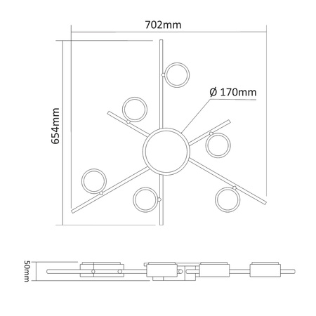Lampa Sufitowa Żyrandol Oprawa 6x GX53 9W 830lm 2700K Ciepła Czarna Natynkowa Videx