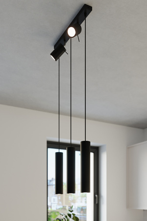 Lampa Sufitowa Wisząca Zwis 5x GU10 Tuba Ruchoma Tubularna Czarna Nowoczesna Ring Sollux