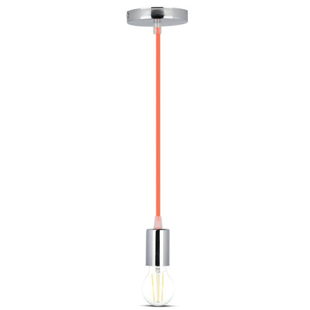 Lampa Wisząca Oprawa E27 Chromowy klosz z pomarańczowym kablem VT-7338 V-TAC