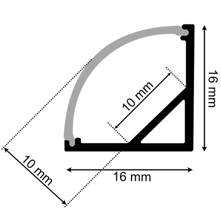 Profil Aluminiowy do LED KM55 Srebrny Narożny 2m z Mlecznym Kloszem i Zaślepkami