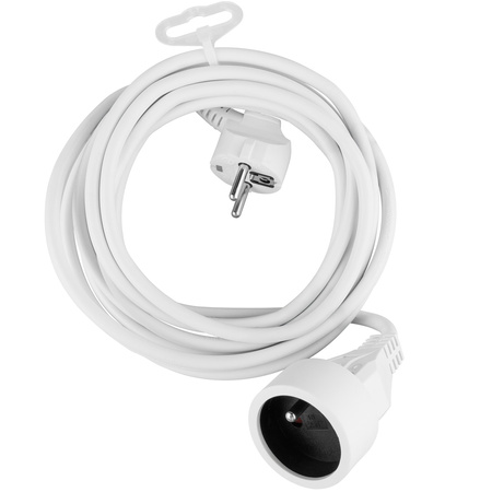 Przedłużacz Sieciowy Kabel z Uziemieniem Listwa Zasilająca 1 Gniazdo 5m Biały Sznur Lendo Lumiled