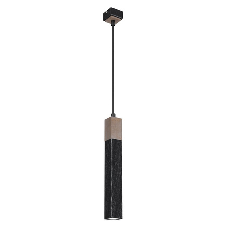 Lampa Wisząca Sufitowa SOLO SAWN Czarna Patyna Drewniana 1x mini GU10 Milagro