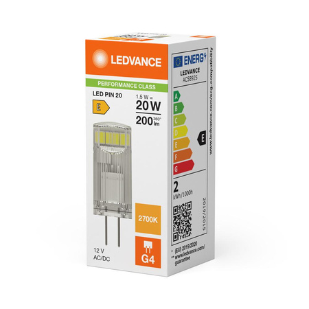 Żarówka LED Kapsułka G4 1.5W = 20W 200lm 2700K Ciepła 320° 12V Ledvance