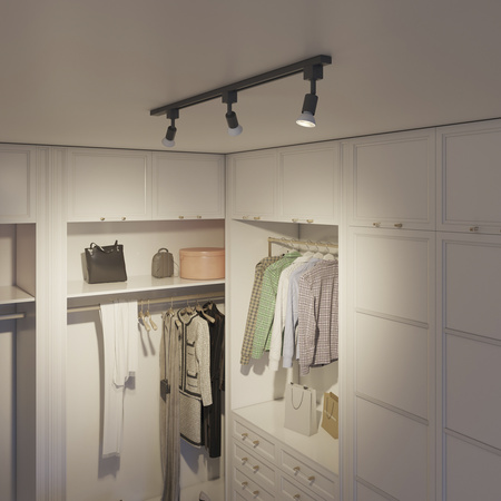 Zestaw Szynowy Lampa Sufitowa Szynoprzewód 1m + 3x Reflektor Szynowy LED GU10 Jednofazowy Czarny EasyLink Tobia Philips