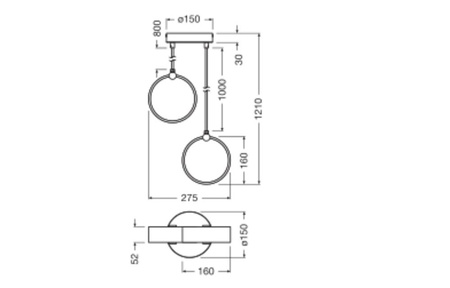 Lampa Sufitowa Wisząca Dekoracyjna LED 14W 930lm 3000K - 4200K - 6500 K CCT Czarny Decor Ledvance