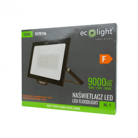 Naświetlacz LED Lampa Reflektor 100W 9000lm 3000K Ciepła IP65 NL-1 Ecolight