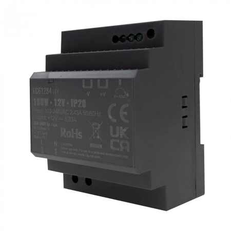 Zasilacz na Szynę DIN do Taśm LED 100W 12V 8.33A IP20 PREMIUM Ecolight
