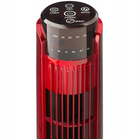 Wentylator Kolumnowy Tuba Cyrkulator Powietrza Wiatrak Stojący Czerwony 92cm 45W + Pilot
