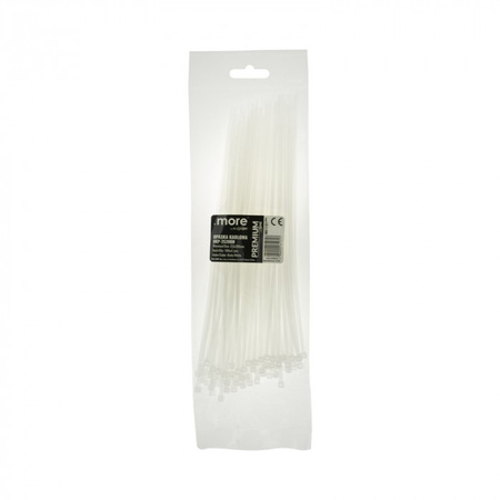 Opaski Zaciskowe Kablowe 2.5x200 mm Białe TRYTYTKI TRYTKI ZIPERKI PREMIUM OKP-25200W .MORE 100 szt.