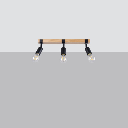 Lampa Sufitowa Oprawa Natynkowa SPOT TUBA Reflektor 3x E27 Punktowa Ruchoma Nieregularna Czarna Brązowa Nowoczesna Zuca Sollux