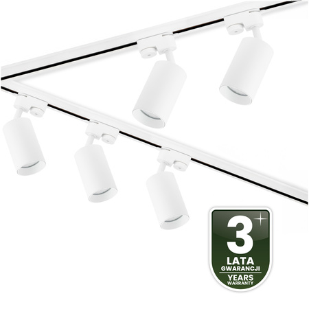 Zestaw Szyna Oświetleniowa Szynoprzewód 3m + 5x Reflektor Szynowy SAGI GU10 Biały + Łącznik L LUMILED