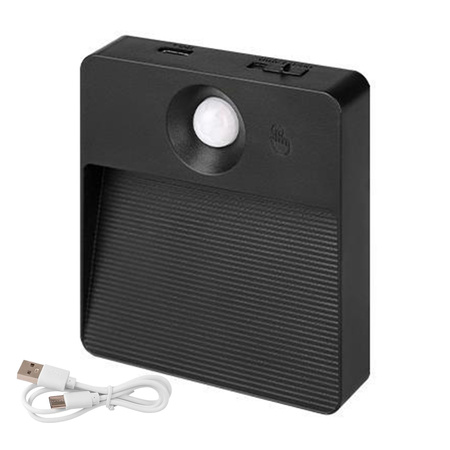 Lampa LED Akumulatorowa 0.6W 85lm 3000/4000/6500K CCT 90° z Czujnikiem Ruchu Ściemnialna Czarny Poli Masterled