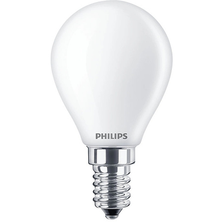 Żarówka LED Kulka E14 P45 3.4W = 40W 470lm 2700 Ciepła Filament Mleczna PHILIPS  Ściemnialna