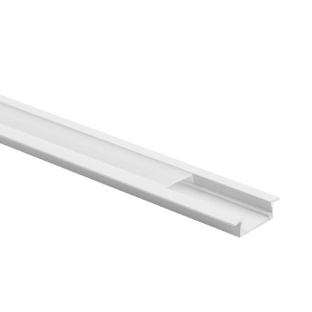 Profil Aluminiowy LED Wpuszczany Podtynkowy Biały 1m z Kloszem Mroźny do Taśm LED + Zaślepki seria P Ecolight