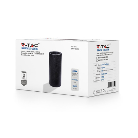 Kinkiet ścienny LED Oprawa elewacyjna GU10 Betonowy Ciemnoszary Tuba IP20 VT-894 V-TAC