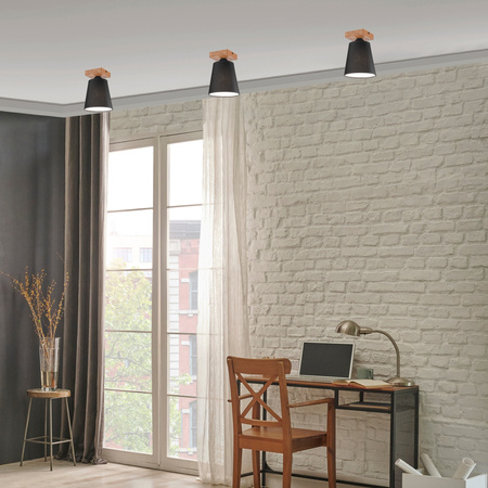 Lampa Sufitowa LULA E27 Czarna Dębowa LM-1.200 Lamkur