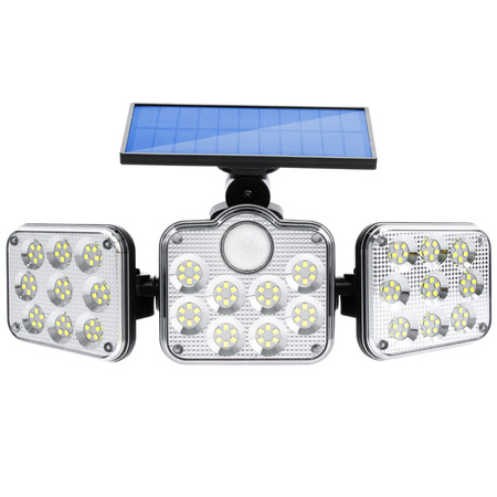 Naświetlacz solarny lampa 138x LED 10W 480lm Zimna czujnik ruchu IP65 + Pilot