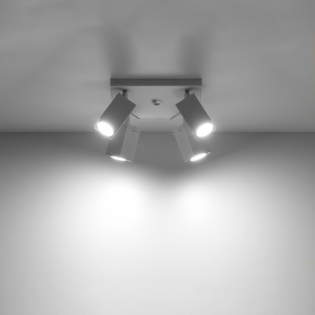 Lampa Sufitowa Oprawa Natynkowa SPOT TUBA Reflektor 4x GU10 Kwadratowa Biała Nowoczesna Merida Sollux