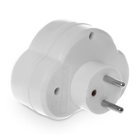 Rozgałęźnik Podwójny Sieciowy z Wyłącznikiem i Uziemieniem Biały