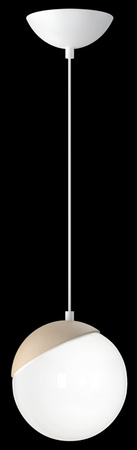 Lampa wisząca SFERA 1xE14 Białe Kule Drewniane Detale MLP5424 Milagro Metal + Drewno + Szkło