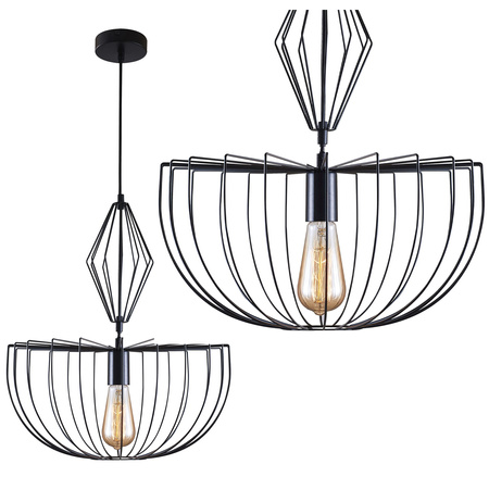 Lampa Sufitowa Wisząca Zwis E27 Czarna Jasmina Sanico Goldlux