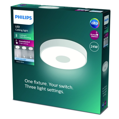 Lampa Sufitowa Plafon LED 24W 2800lm 4000K SceneSwitch Biała Coiner Philips