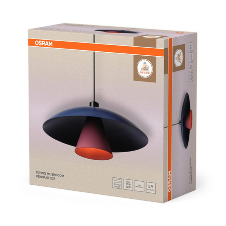 Lampa Sufitowa Wisząca E27 Niebieska Różowa Decor Flying Mushroom Pendant Osram