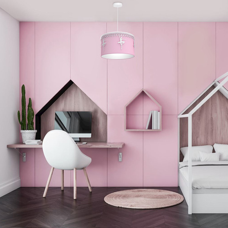 Lampa wisząca BALETNICA 1xE27 Dziewczęca Baletnica Różowa MLP4974 Milagro Metal + Tkanina + Kryształki