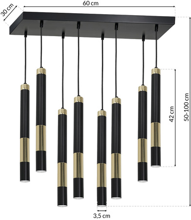 Lampa wisząca czarno-złota MiLAGRO DALLAS + 5xGU10