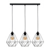 Lampa wisząca BASKET 3xE27 Geometryczny Kształt Loft Czarna Koszyk Diament MLP7215 Metal