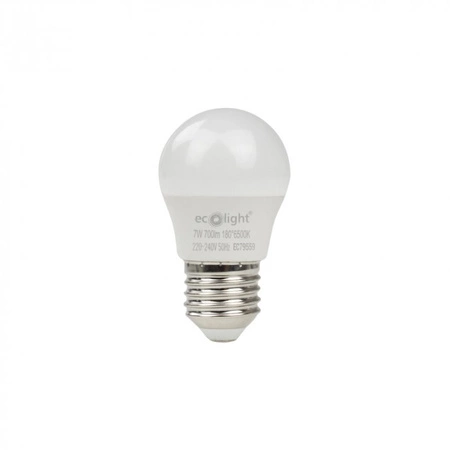 Żarówka LED Kulka P45 E27 7W 630lm 6500K Zimna Ecolight