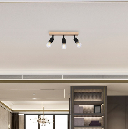 Lampa Sufitowa Spot Tuba Reflektor Oprawa Halogenowa 3x E27 Ruchomy Czarny Brązowy Eos Masterled